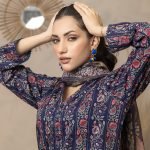 Printed zari lawn collection by Salina